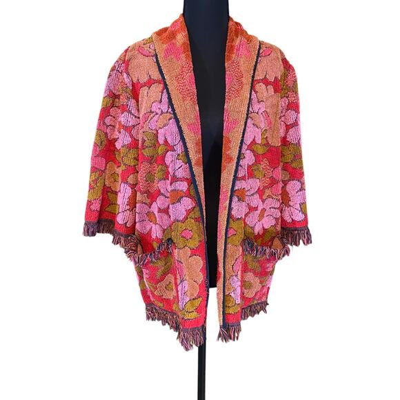Vintage Terry Cloth Floral Tapestry Cardigan Jacket Fringe Boho Hippie
Handmade - Picture 1 of 6